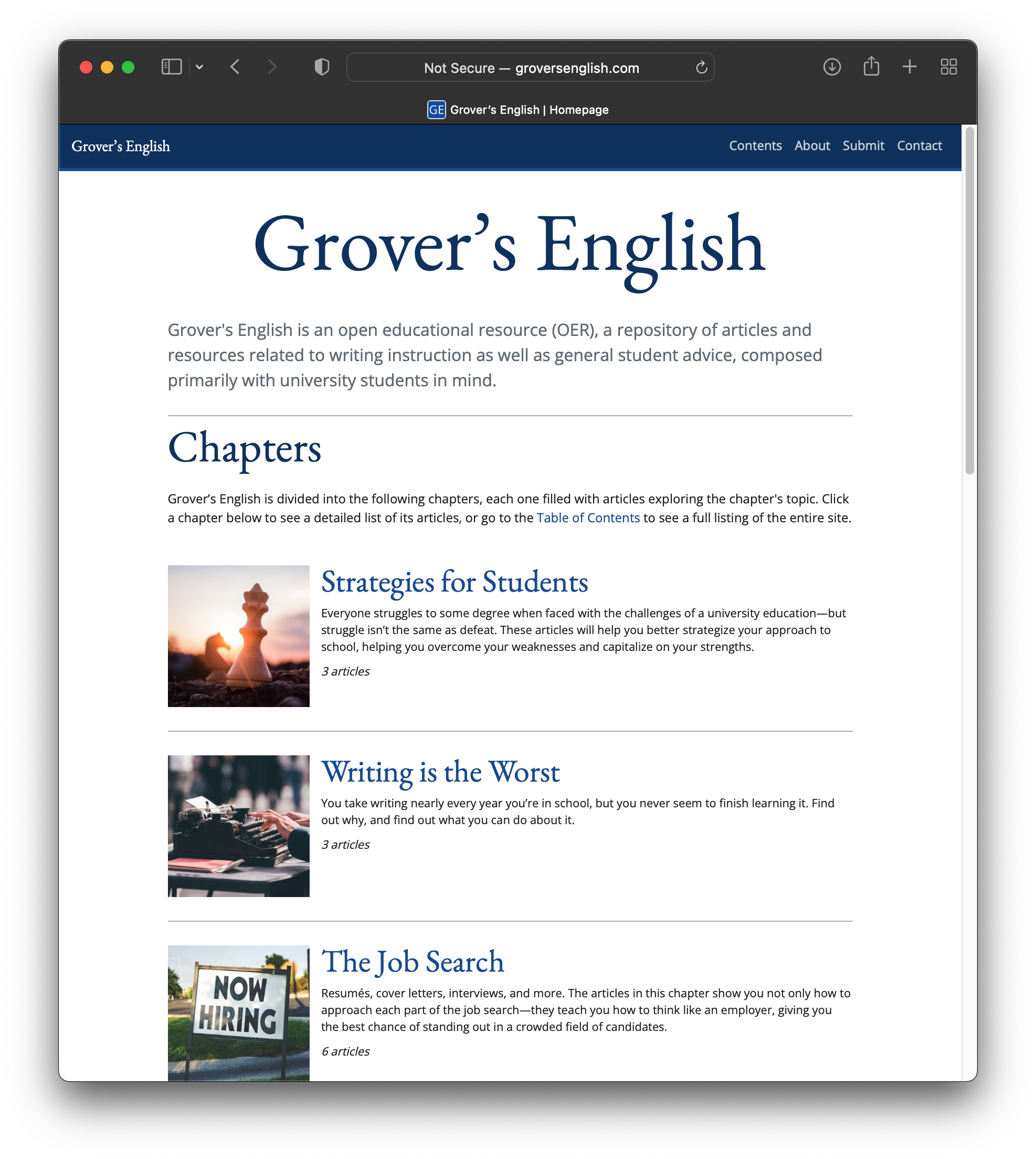 Grover's English website